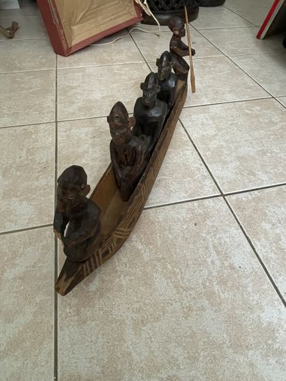 African carved wooden BARQUE with figures....