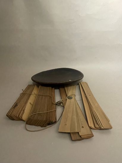 BALI - Three bamboo scrolls, one with texts,...