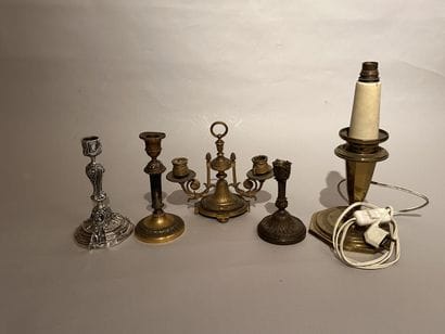 Ensemble de LUMINAIRES : flambeau en bronze...