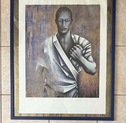 Gil POTTIER (né en 1950) :
HOMME DE FACE.
Lithographie...