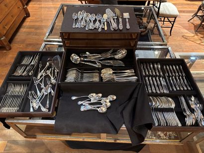 silver-plated cutlery set, handle decorated...