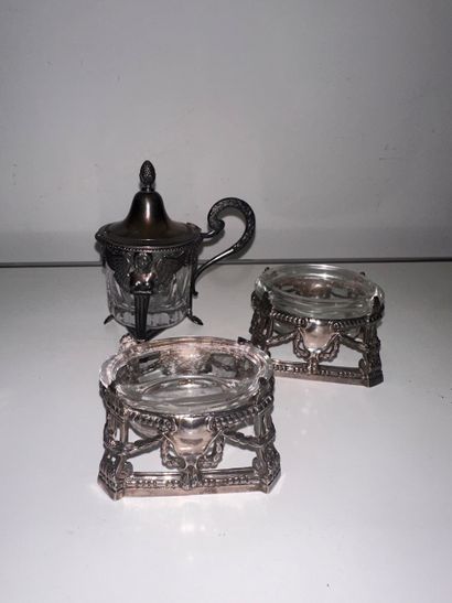 Pair of silver (800) SALERONS with cut sides....