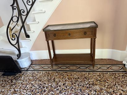 Small CONSOLE in natural wood. Gallery marble...