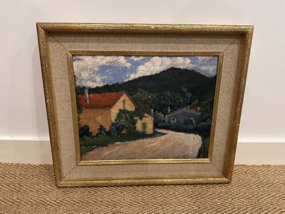 Estelle NAHON (1904-1991) : PAYSAGE AU HAMEAU....