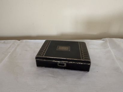 925/°° silver box with black enamel decoration,...