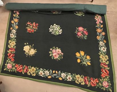 STITCH CARPET with polychrome floral design...