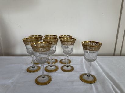 SAINT-LOUIS 
Eight crystal wine GLASSES with...