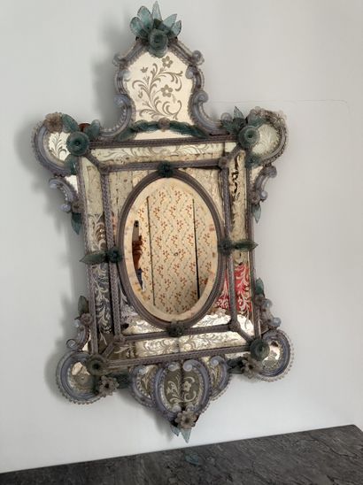 MIRROR with blue-mauve tinted spun-glass...