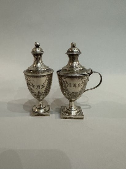 Silver baluster-shaped SALON and MOUTARDIER...