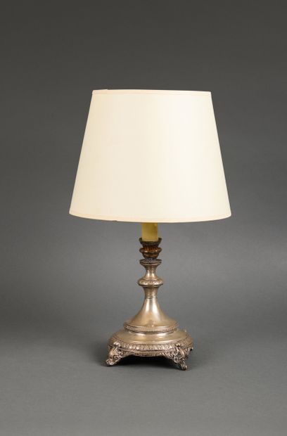 800/°° silver lamp base, decorated with gadroons,...