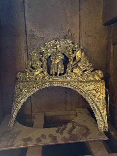 Oak parquet clock, carved with friezes of...