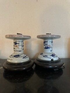 Pair of porcelain FLAMBEAUX decorated in...