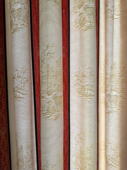 Two pairs of DOUBLE-CURTAINS decorated with...