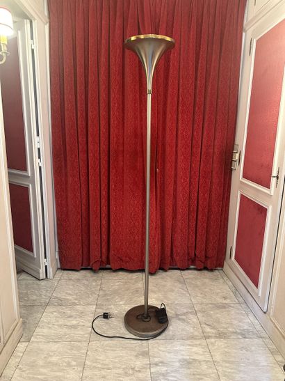 LAMPADAIRE in brushed and gilded metal, the...