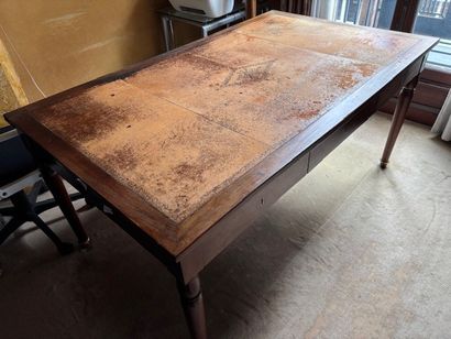 Large double-sided flat desk in mahogany...