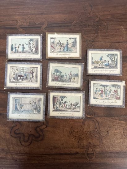Set of eight small LITHOGRAPHIES: 