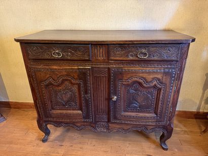 Small low BUFFET in stained natural wood...