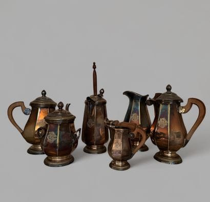Important silver-plated SERVICE of baluster...