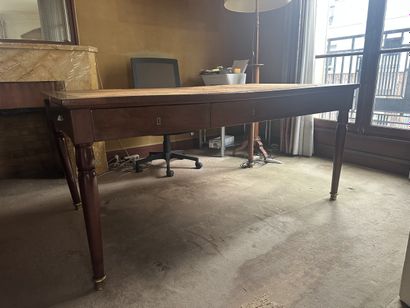 Large double-sided flat desk in mahogany...