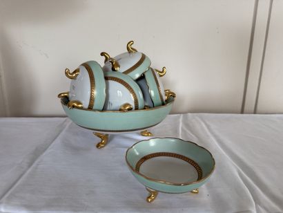 RAYNAUD, Limoges
Porcelain set with celadon...