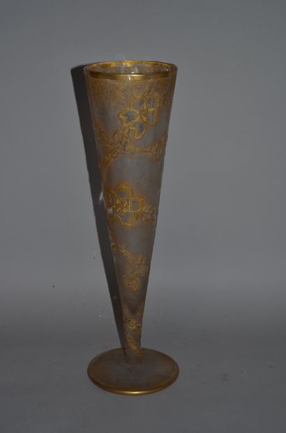 Saint Denis 
Conical glass vase on pedestal,...