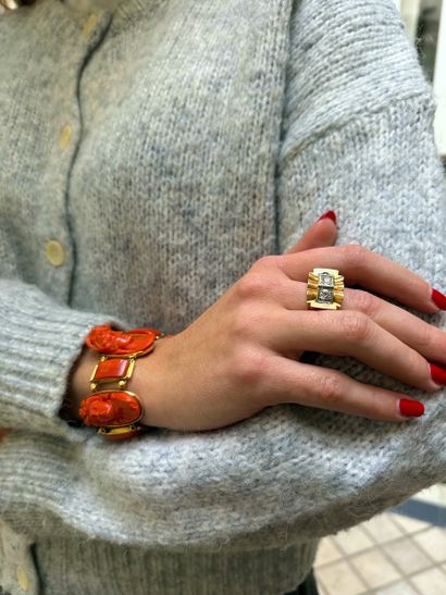 Important bracelet
en or jaune 18K 750°/°°...