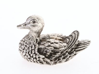 Canard en argent massif, poinçon Minerve...