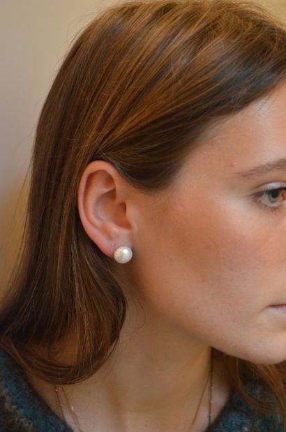 Paire de boucles d'oreilles 
en argent et...