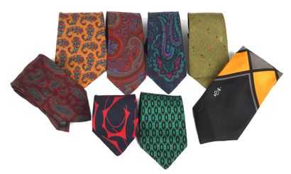 Set of printed silk CRAVATES, mainly Dior,...