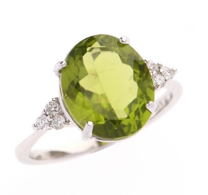Bague 
en or gris 18k 750°/°° ornée d'un...