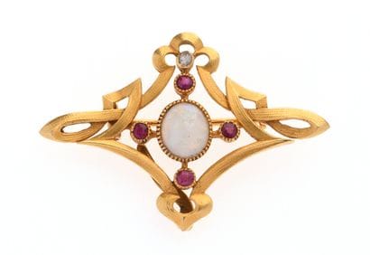 Broche Art Nouveau
en or jaune 18k 750°/°°...