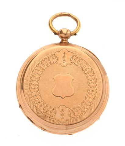 Pocket watch
in 18K 750/°° yellow gold, balnc-enameled...