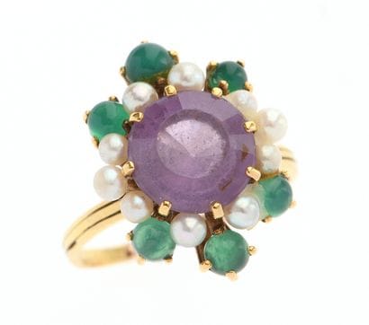 Bague 
en or jaune 18k 750°/°° ornée d'une...