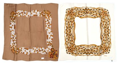 CHANEL
Set of two silk squares decorated...