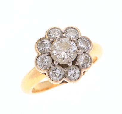 Bague «Fleur» 
en or jaune 18K 750°/°° sertie...