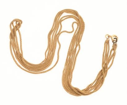 Three-row choker necklace in 18k yellow gold...