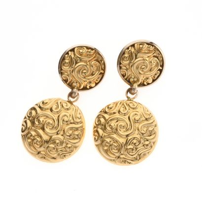 Pair of earrings 
in 18k yellow gold 750°/°°...