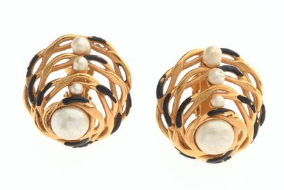 CHANEL 
Pair of partially black-enameled...