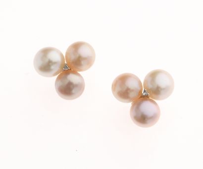 Pair of earrings in 18k gold 750°/°° set...