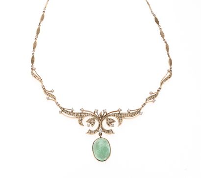 Important Art Nouveau-style necklace
in 14k...