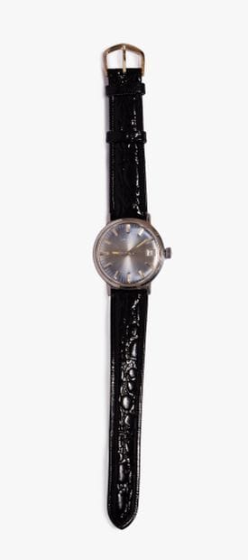 LAUREAT
Steel watch with round case, silvered...