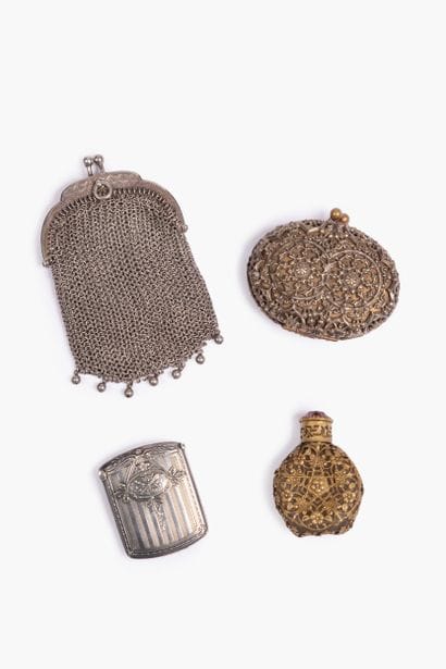 Silver and silver-plated metal set including...