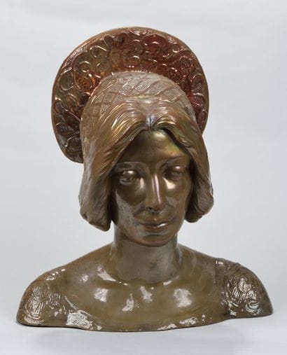 Woman's bust 
Golden glazed ceramic sculpture...