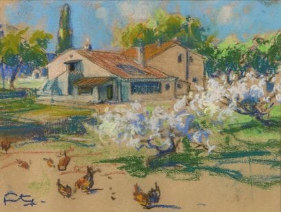 Louis FORTUNEY (1875-1951)
Les poules devant...