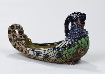 AMPHORA
Polychrome enameled porcelain planter...