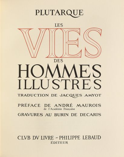 LITTERATURE/ILLUSTRE MODERNE 
PLUTARQUE,...
