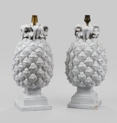 ITALIAN work 1970
Pair of white glazed ceramic...