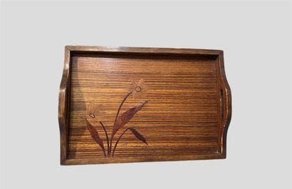 Théodore LEGRAS
Wooden tray with inlaid floral...