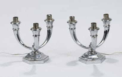 Art Deco work
Pair of silver-plated three-light...