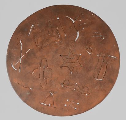 COLLIN
Pedestal table in metal with rusty...